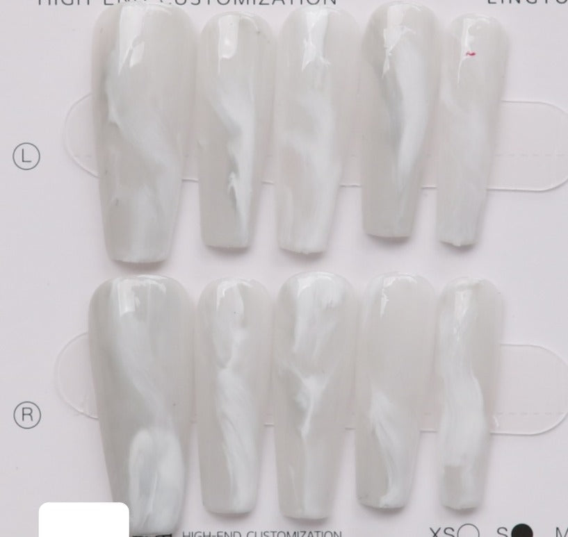 Snowflake White Coffin Acrylic Nails