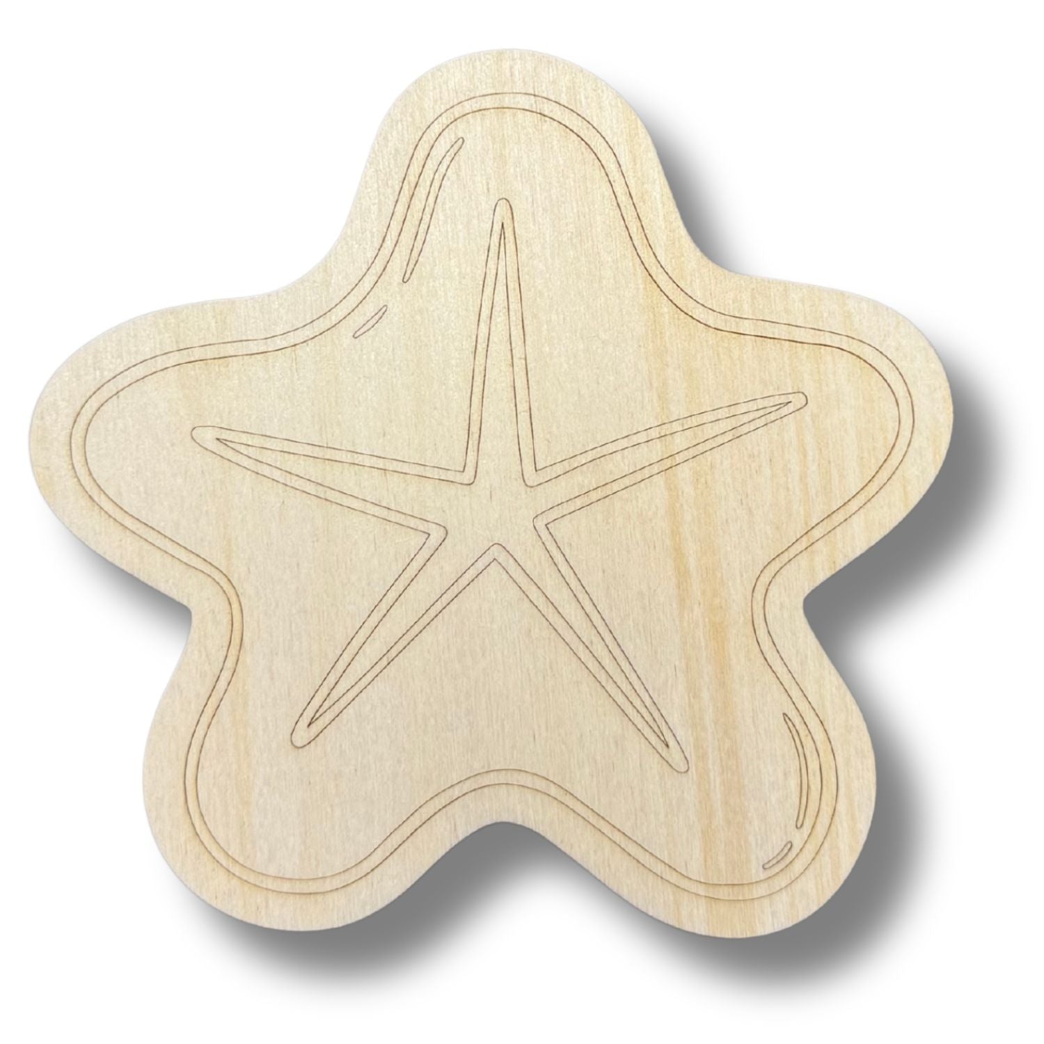 Unfinished Wood Etched Star Fish Shape | Paint By Line Crafts | up to 30" DIY