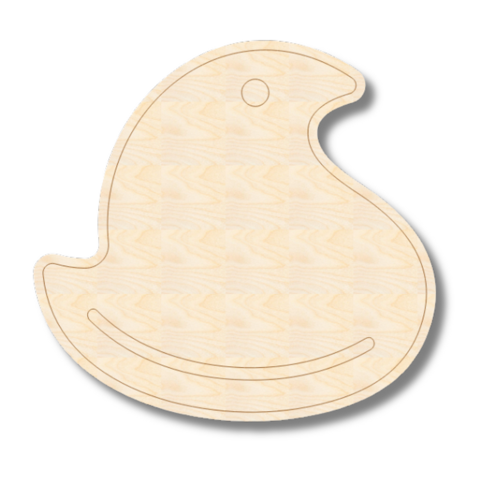 Unfinished Wood Etched Marshmallow Chick Shape | Paint By Line Crafts | up to 30" DIY
