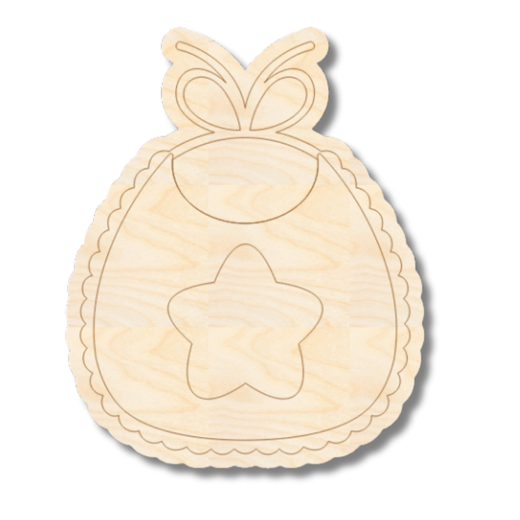 Unfinished Wood Etched Bib Shape | Paint By Line Crafts | up to 30" DIY
