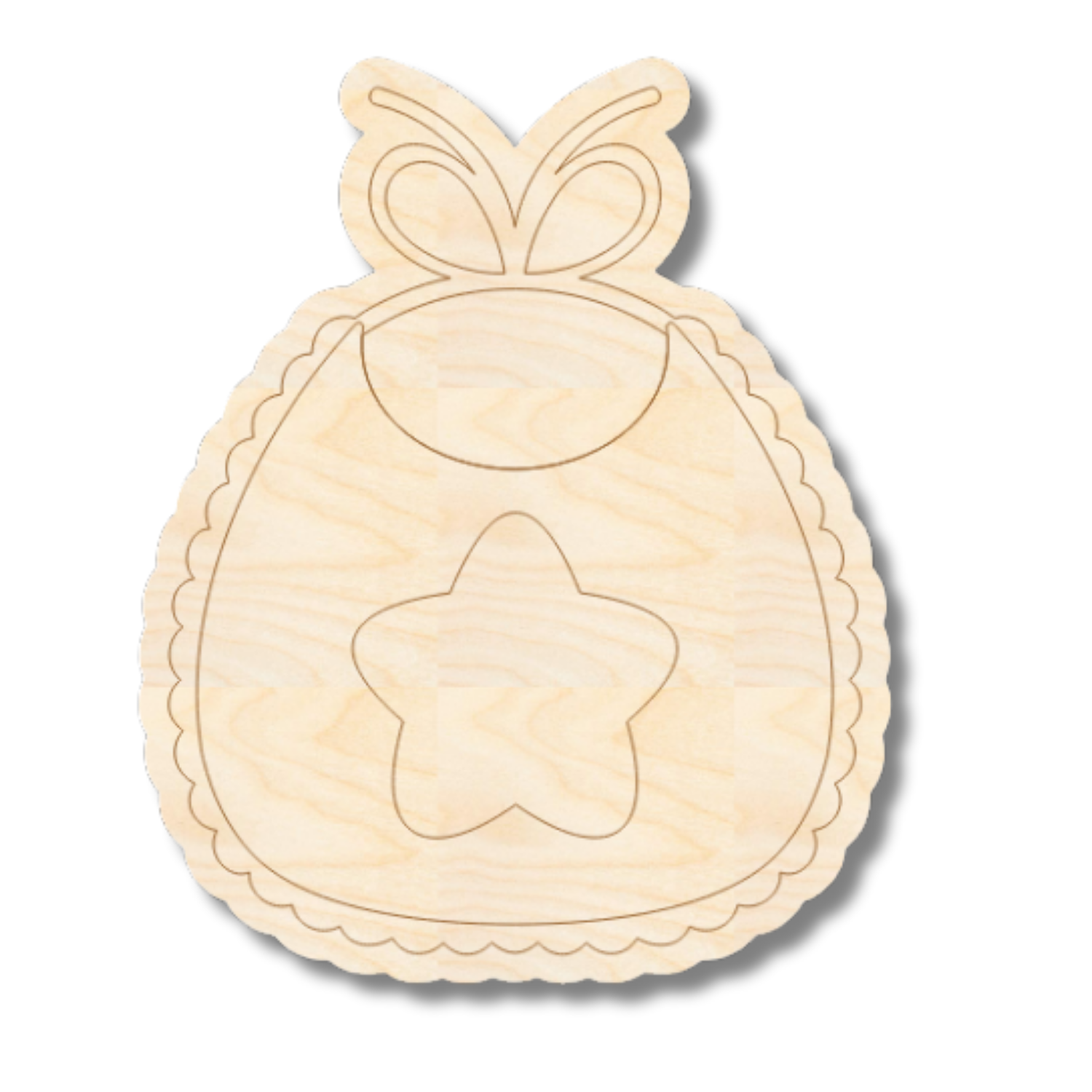 Unfinished Wood Etched Bib Shape | Paint By Line Crafts | up to 30" DIY