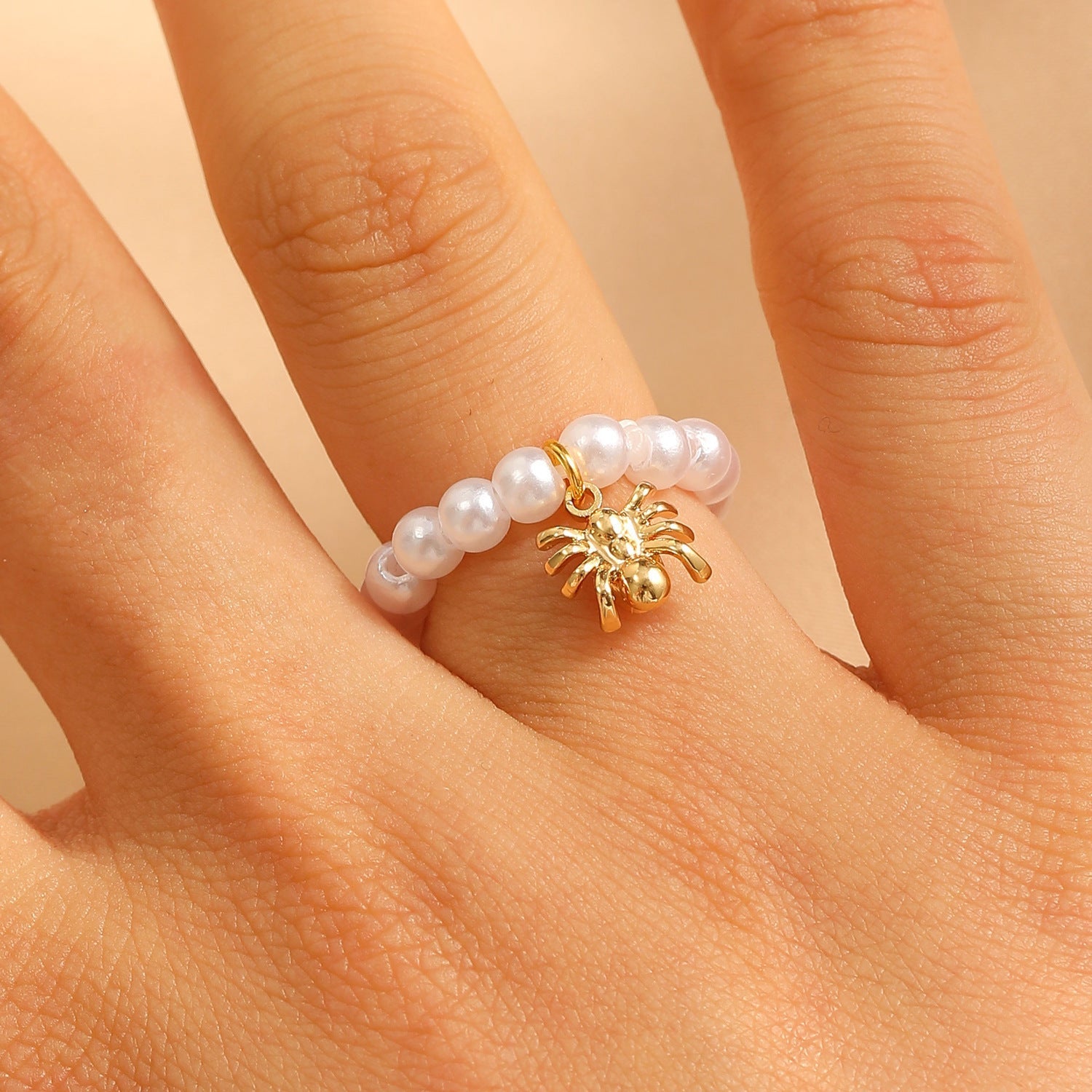 Light Luxury Baroque Pearl Ring with Charms