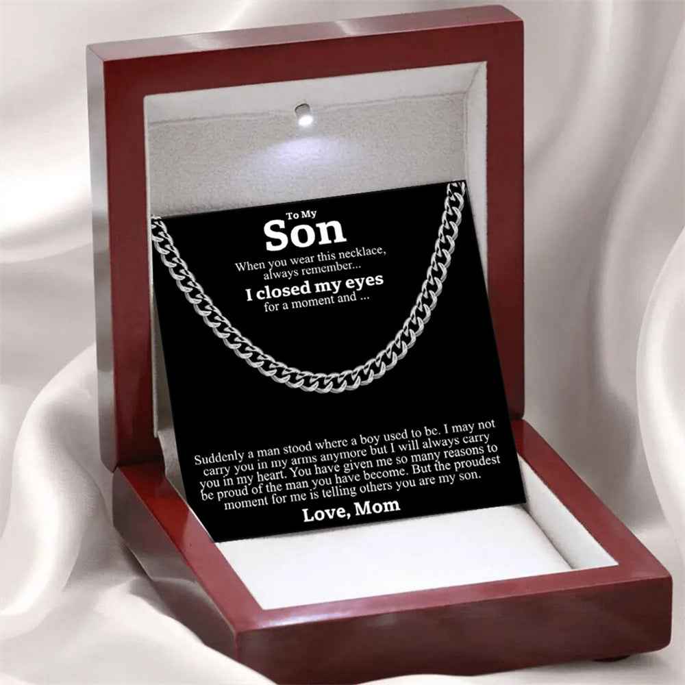 Stainless Steel Necklace Men Titanium Cuban Chain Polished Round Hip Hop Fashion Jewelry