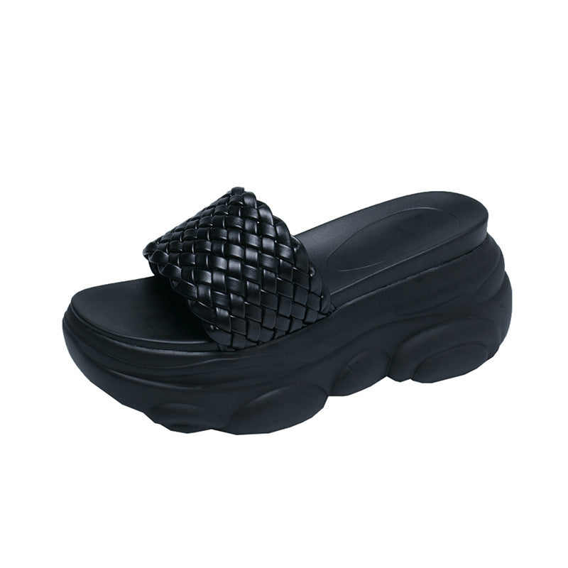 High Slippers Women Open Toe Sandals Summer Soft Slipper Indoor Outdoor Beach Shoes Comfort Platform Sandals Open Toe Leather Slippers Lightweight Flip Flops Shoes For Summer