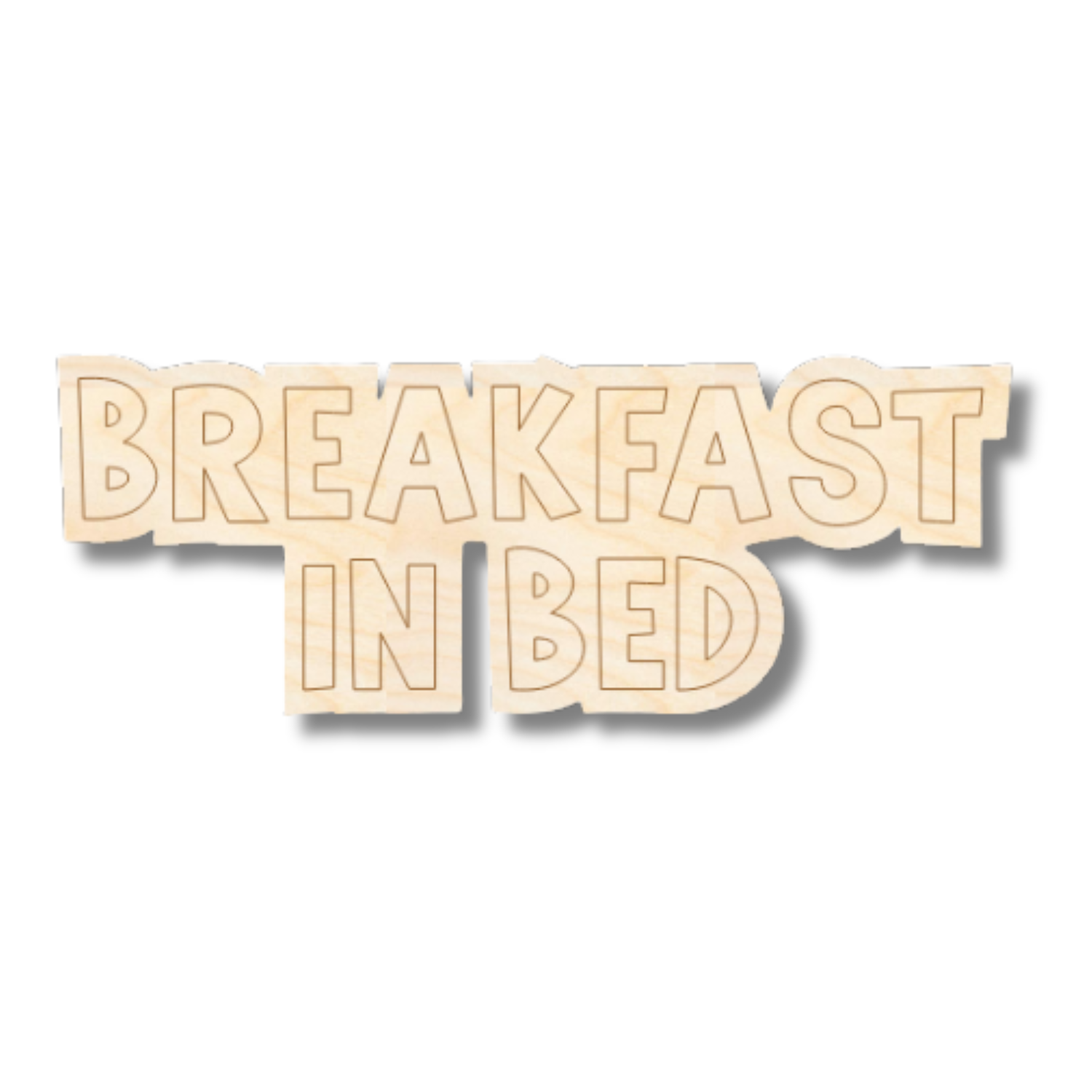 Unfinished Wood Etched Breakfast In Bed Shape | Paint By Line Crafts | up to 30" DIY