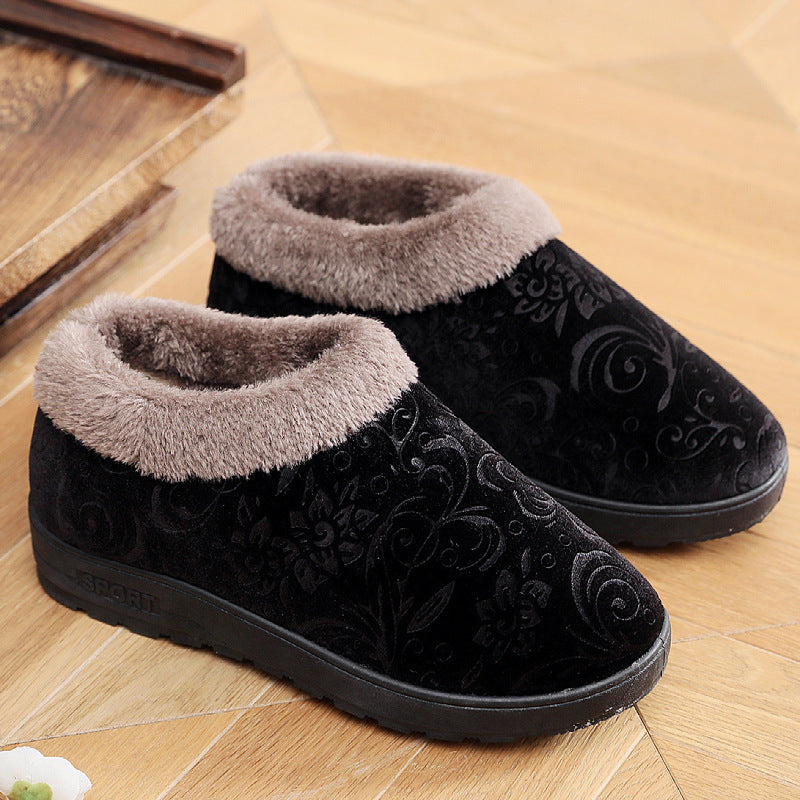 Home Slippers For Women Winter Warm Plush Cotton Home Slippers Women Non Slip Velvet Cotton Couple Soft Shoes Indoor Warm Fuzzy Plush Fleece Lining Bedroom Comfy Home Living Room Shoes