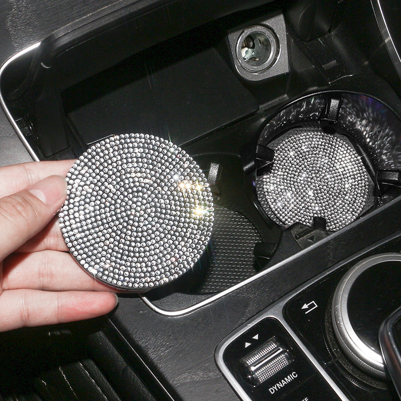 2PCS Diamond Car Coaster Water Cup Slot Non-Slip Mat Silica Gel Pad Bling Car Coasters Silicone Crystal Car Cup Holder Mat Car Gadget Universal Bling Car Cup Mat Holder Insert Crystal Rhinestone Vehicle Cup Coaster Bling Car Accessories for Woman