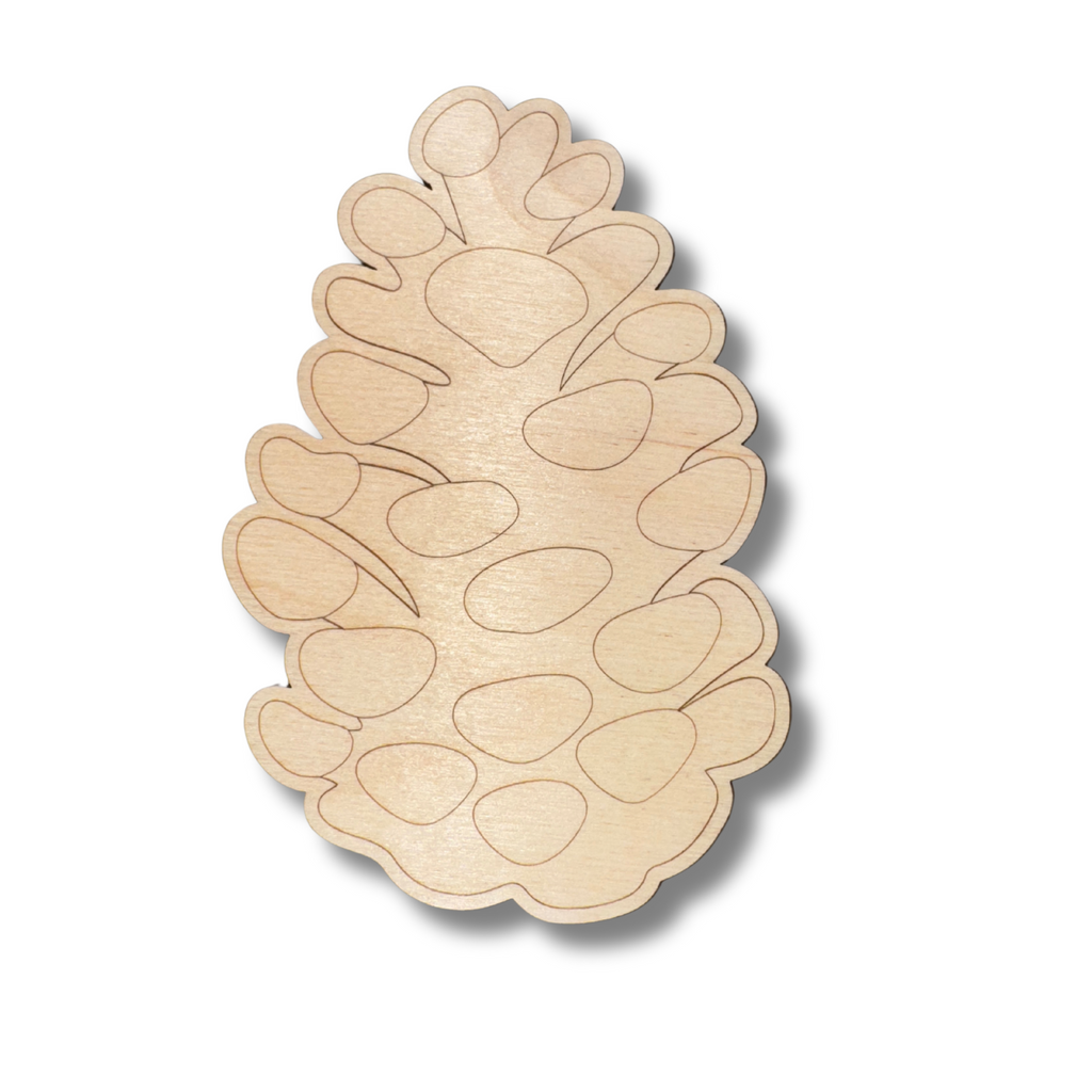 Unfinished Wood Etched Pinecone Shape | Paint By Line Crafts | up to 30" DIY