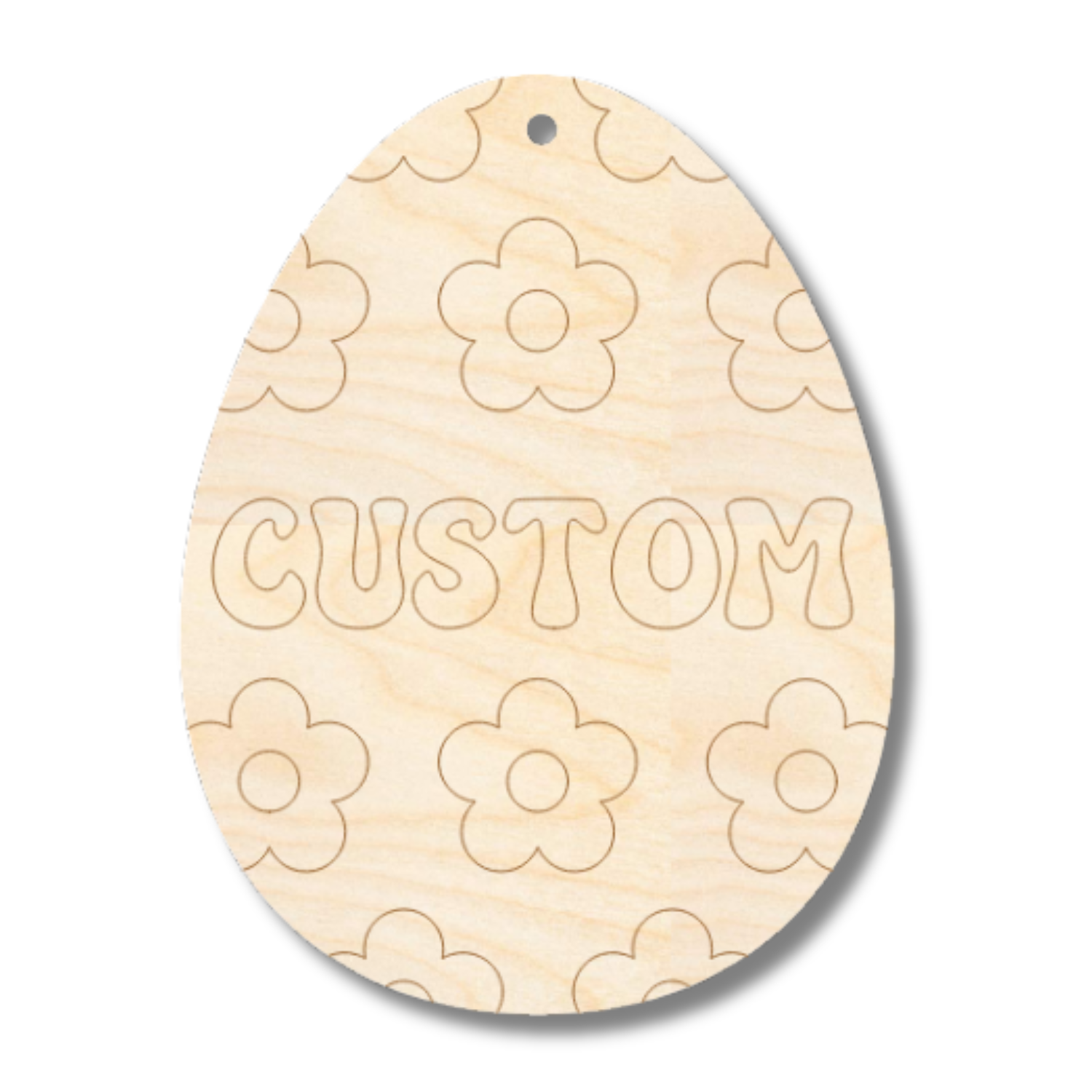 Unfinished Wood Etched Custom Name Flower Easter Egg Tag Shape | Paint By Line Crafts | up to 30" DIY
