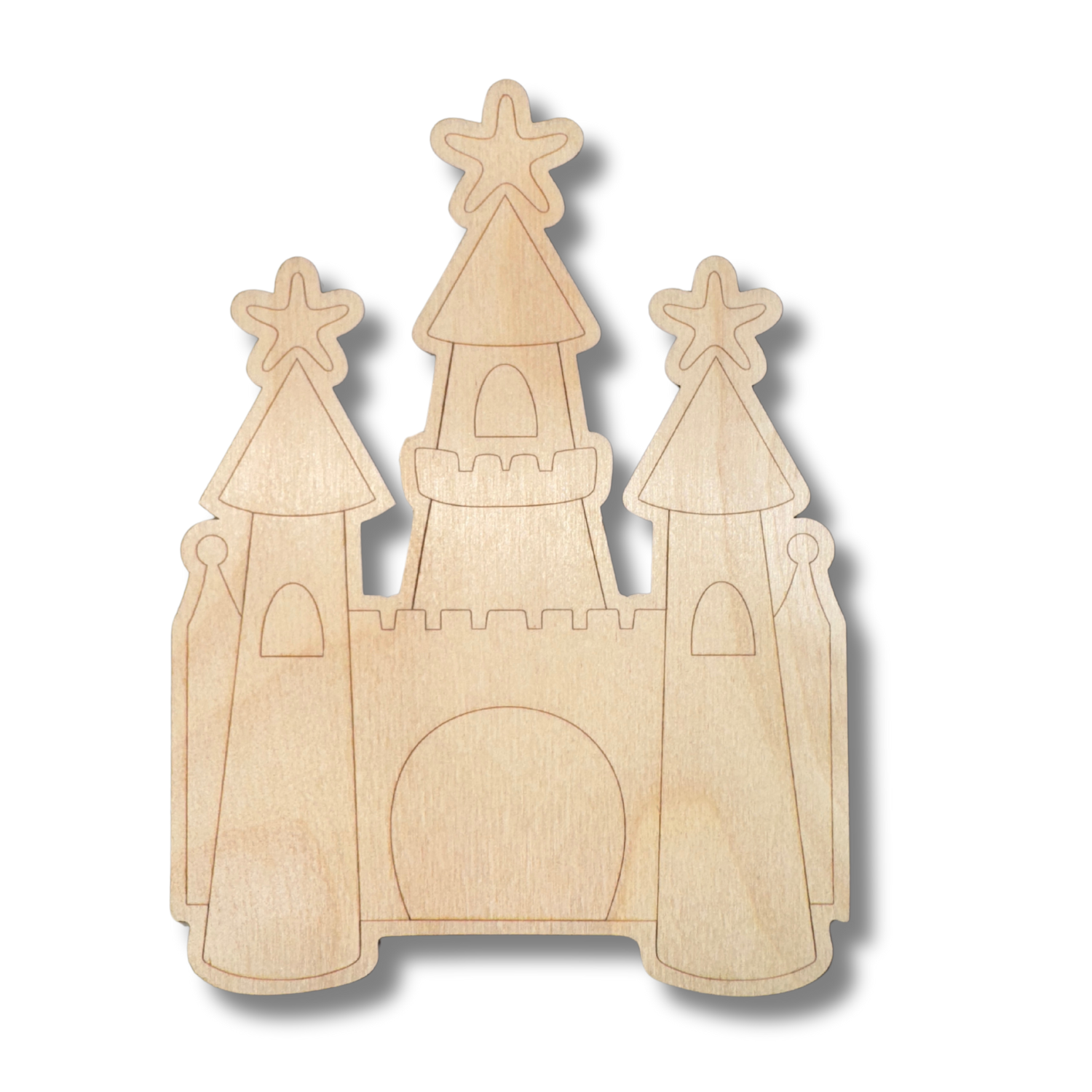 Unfinished Wood Etched Castle Shape | Paint By Line Crafts | up to 30" DIY