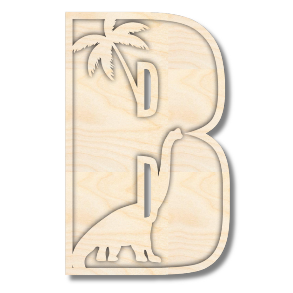 Unfinished Wood Layered Themed Letters | Dinosaur | A-Z | 2 Piece | up to 24"