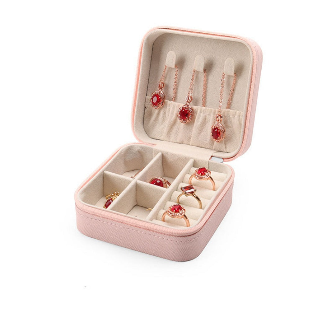 Jewelry storage box, storage box portable zipper case, travel jewelry stud earrings pu jewelry