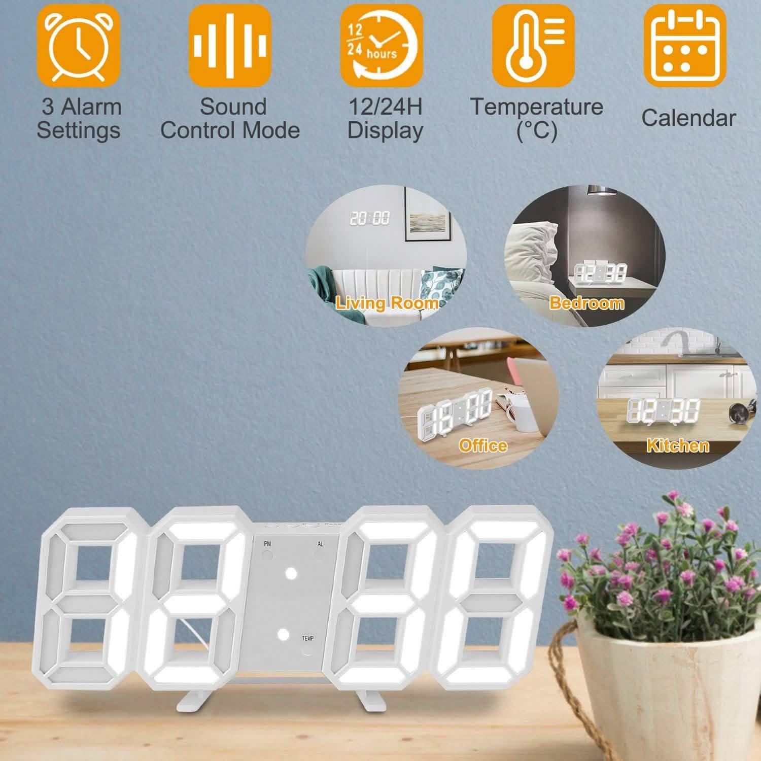 3D LED Digital Wall Clock