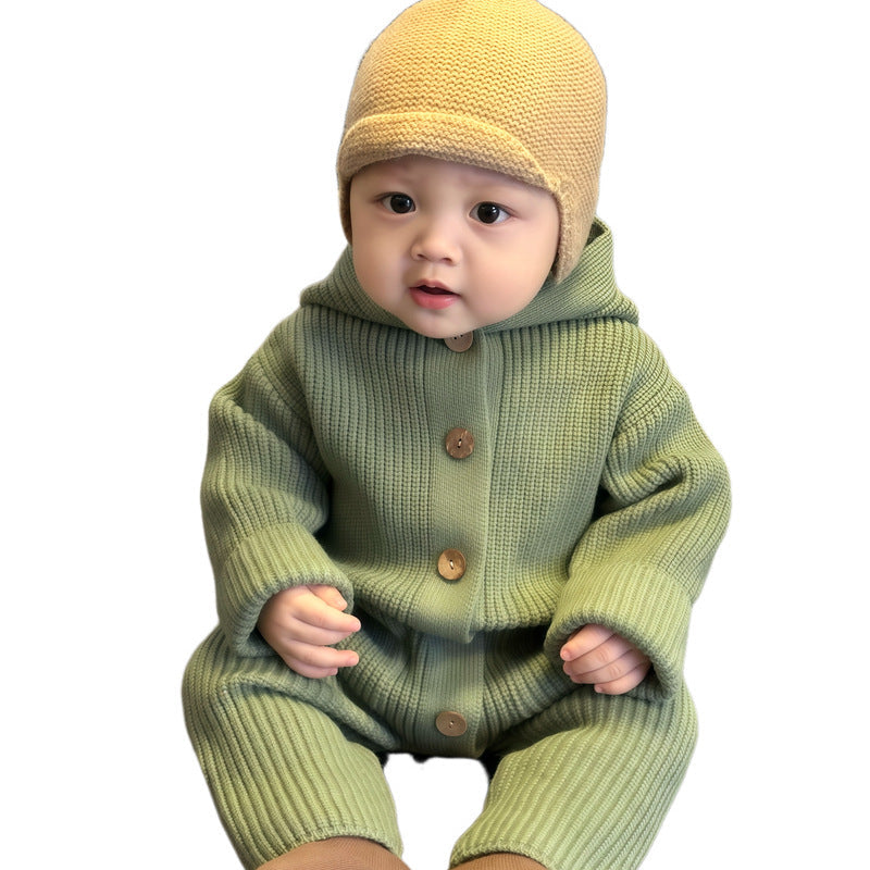 Baby Bodysuit Knitted Wool Warm Romper Long Crawling Suit Infant Clothes