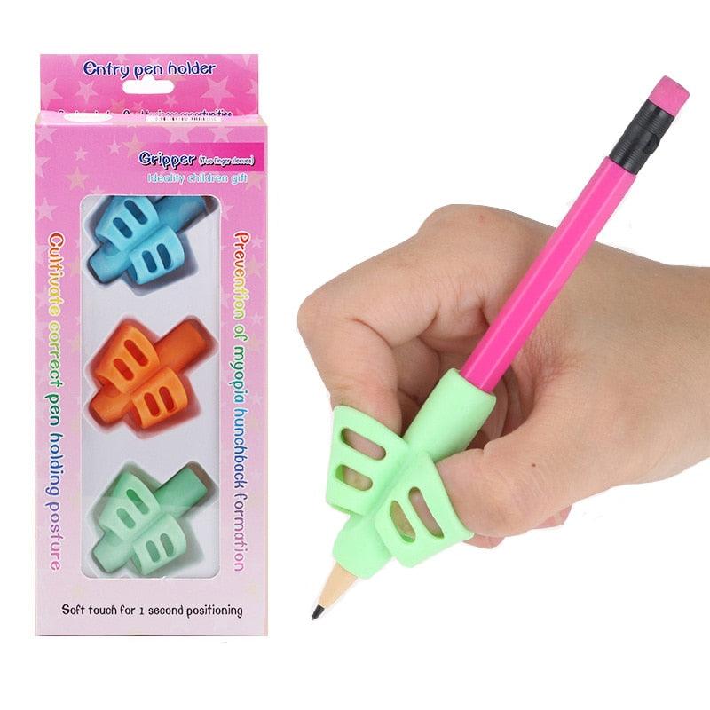 3Pcs/Set Soft Silica Pencil Grasp Two-Finger Gel Pen Grips Children Writing Training Correction Tool Pens Holding for Kids Gifts Children's School Supplies Triangular Correction Children's Writing Tool