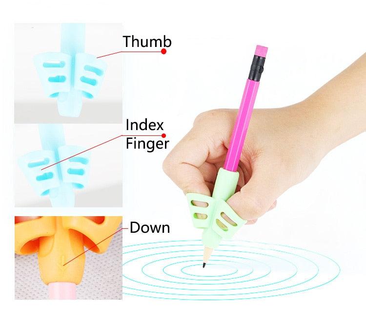 3Pcs/Set Soft Silica Pencil Grasp Two-Finger Gel Pen Grips Children Writing Training Correction Tool Pens Holding for Kids Gifts Children's School Supplies Triangular Correction Children's Writing Tool