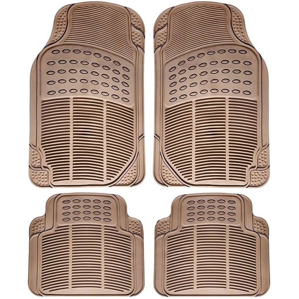 4-Pack: OxGord® Ridged Style 1st & 2nd Row Black Heavy Duty Rubber Floor Mat Set