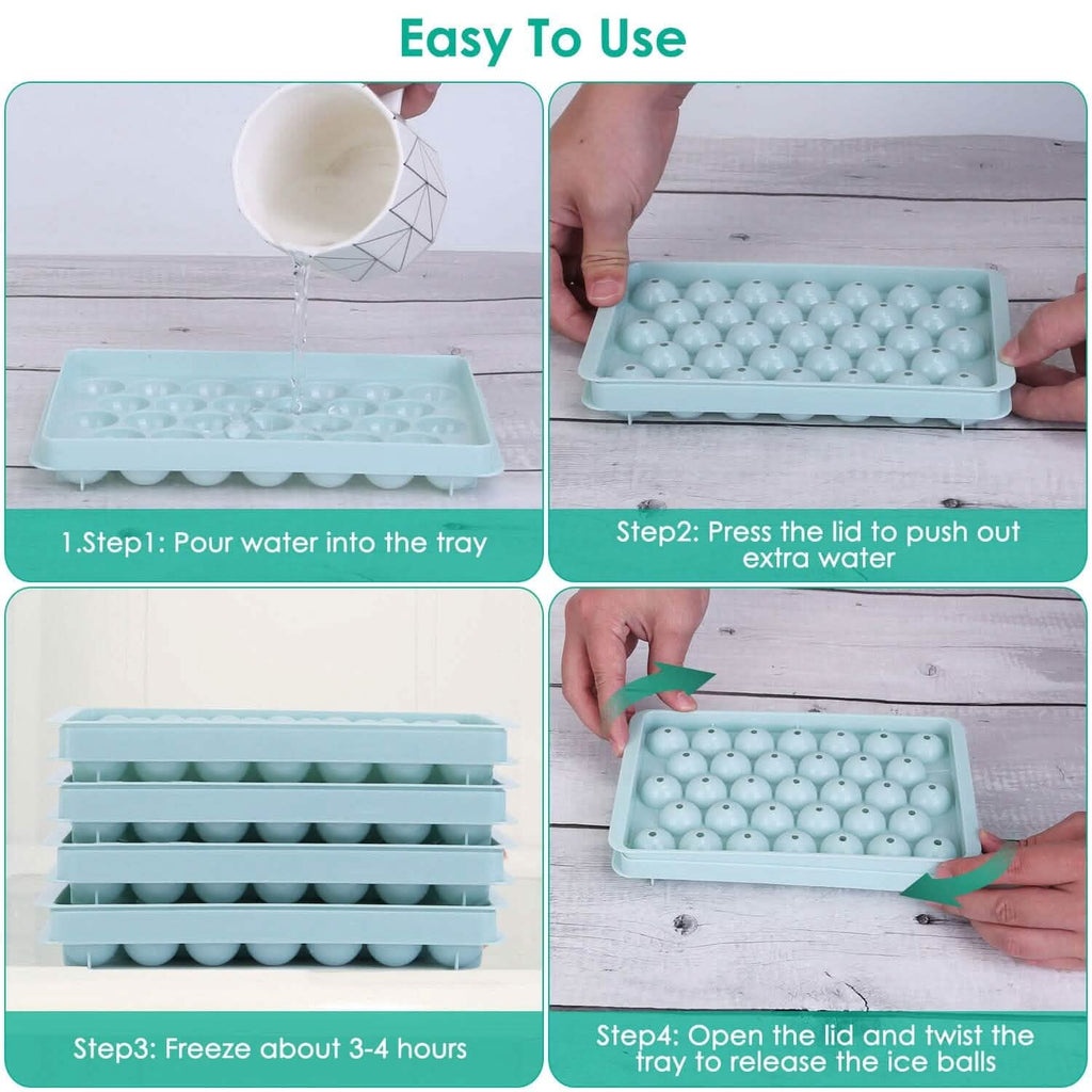 4-Pack: Small Ice Cube Maker Mold with Lid Bin