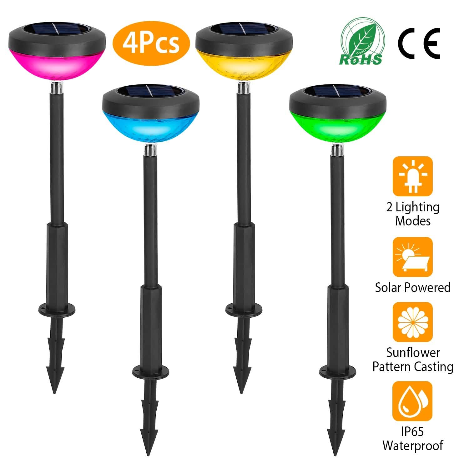 4-Pack: Solar Pathway Color Changing Garden Light