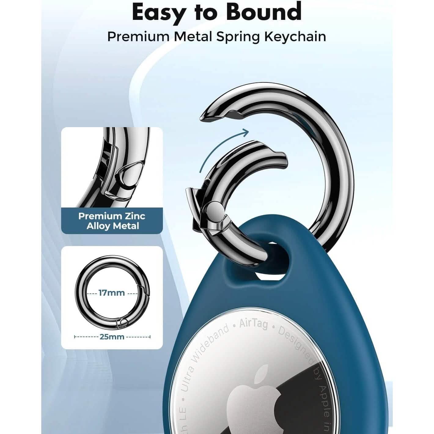 4-Pack: UNBREAKcable Apple AirTag Holder with All Metal Keychain Key Ring Clip  (Refurbished)