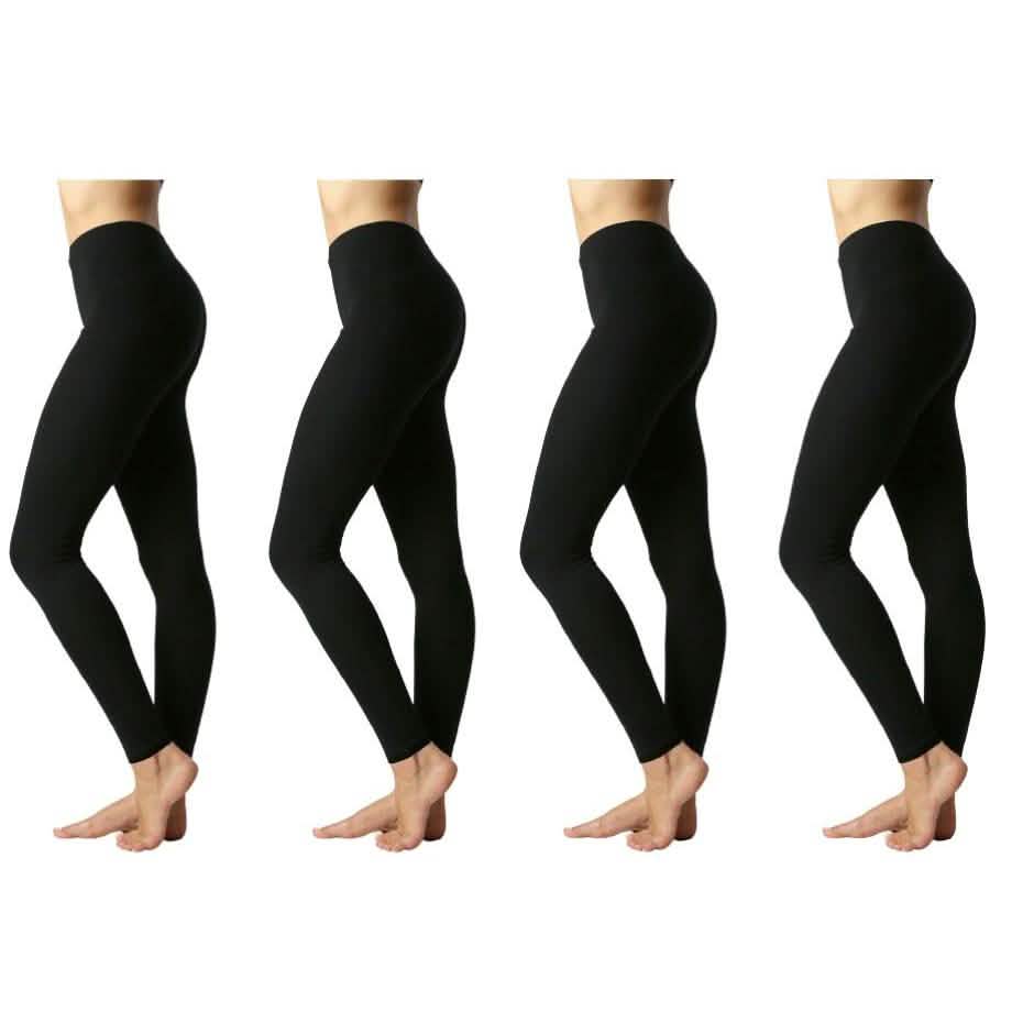 4-Pack: Women's Premium Cotton Full Length Leggings