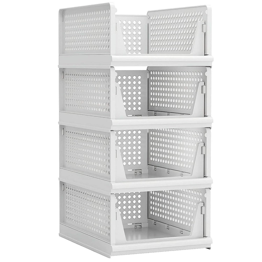 4-Packs: Plastic Storage Box Closet Organizer Foldable Storage with Slide Rail Push-Pull