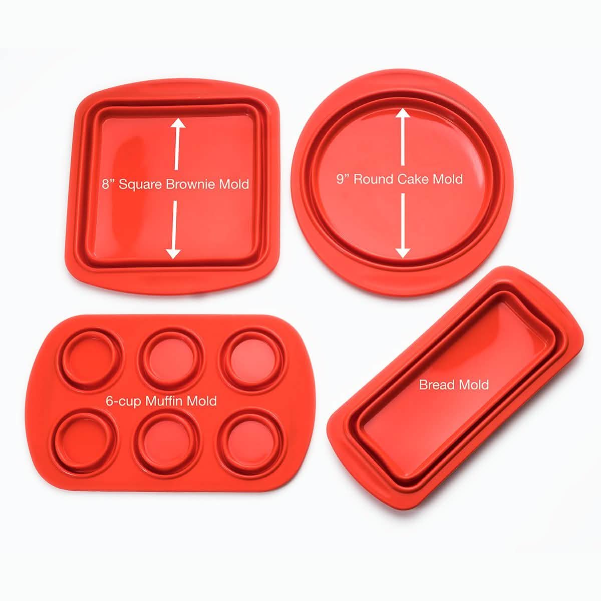 4-Piece Set: Collapsible Silicone Bakeware
