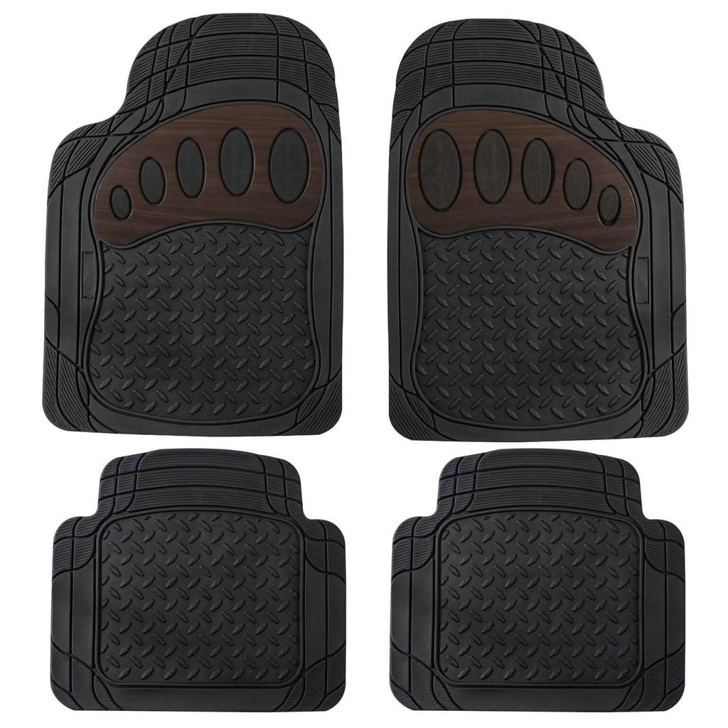 4-Piece Set: Trimmable ClimaProof™ Non-Slip Rubber Floor Mats With Footprint Design
