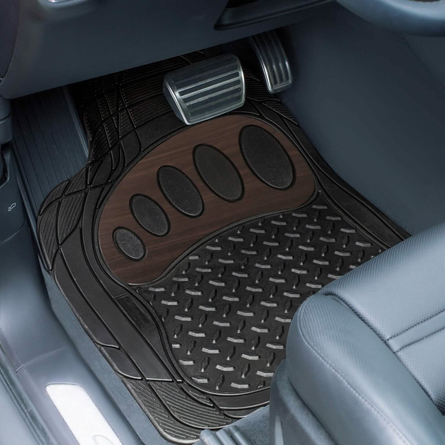 4-Piece Set: Trimmable ClimaProof™ Non-Slip Rubber Floor Mats With Footprint Design