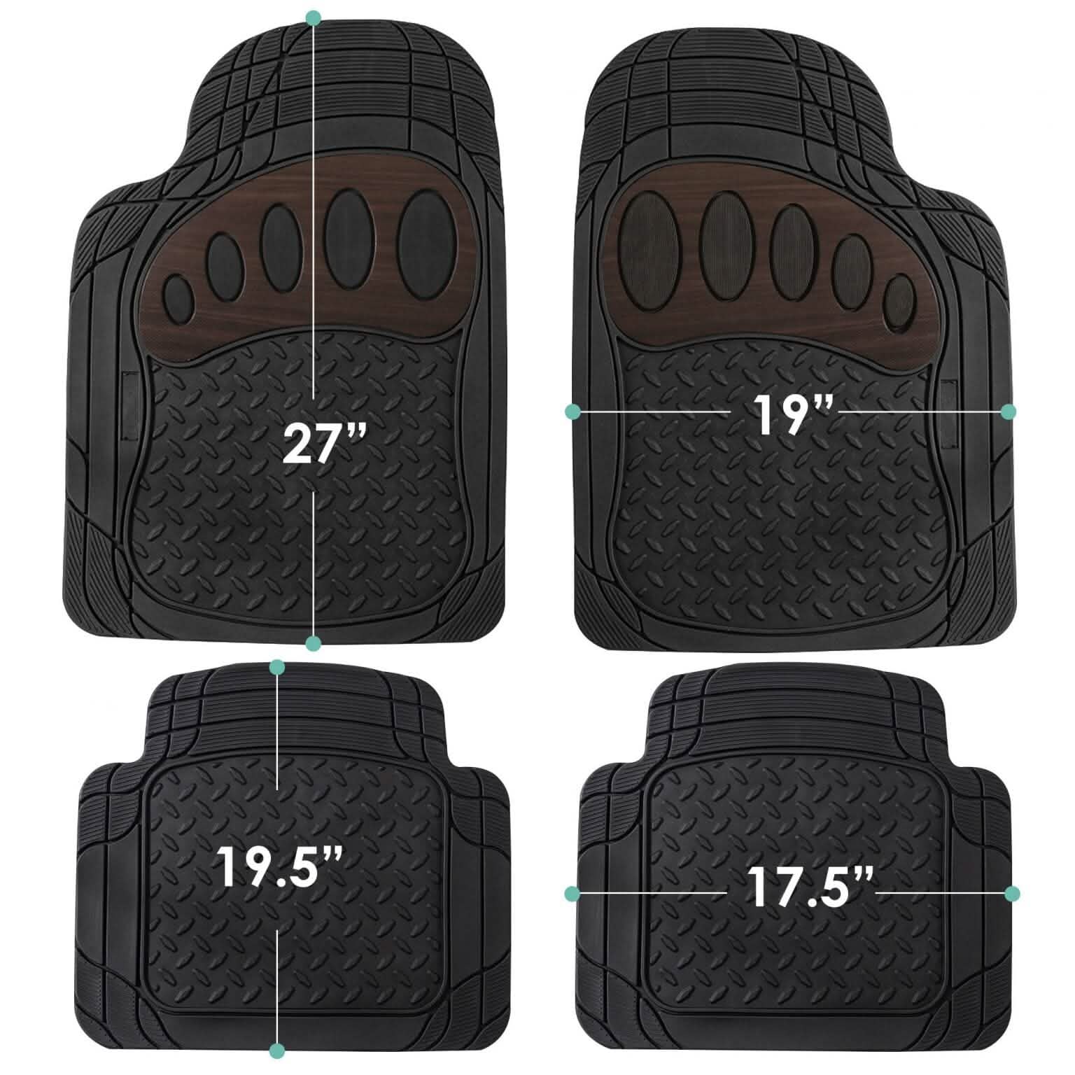 4-Piece Set: Trimmable ClimaProof™ Non-Slip Rubber Floor Mats With Footprint Design