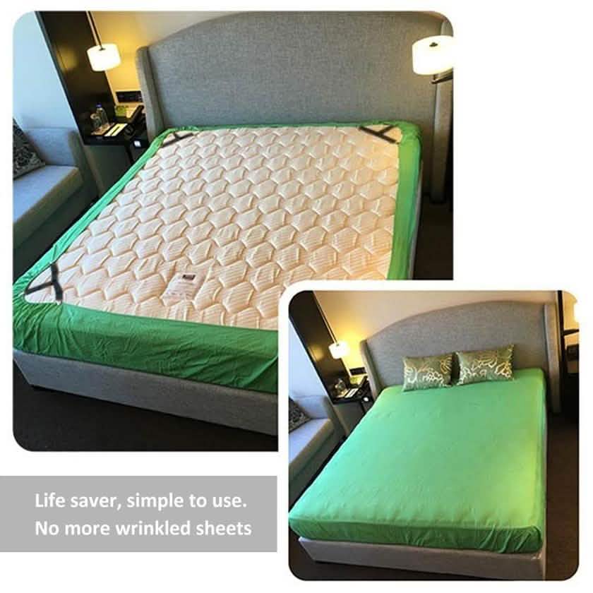4-Piece: Triangle Bed Sheet Holder Fastener Grippers Clips Suspender Strap