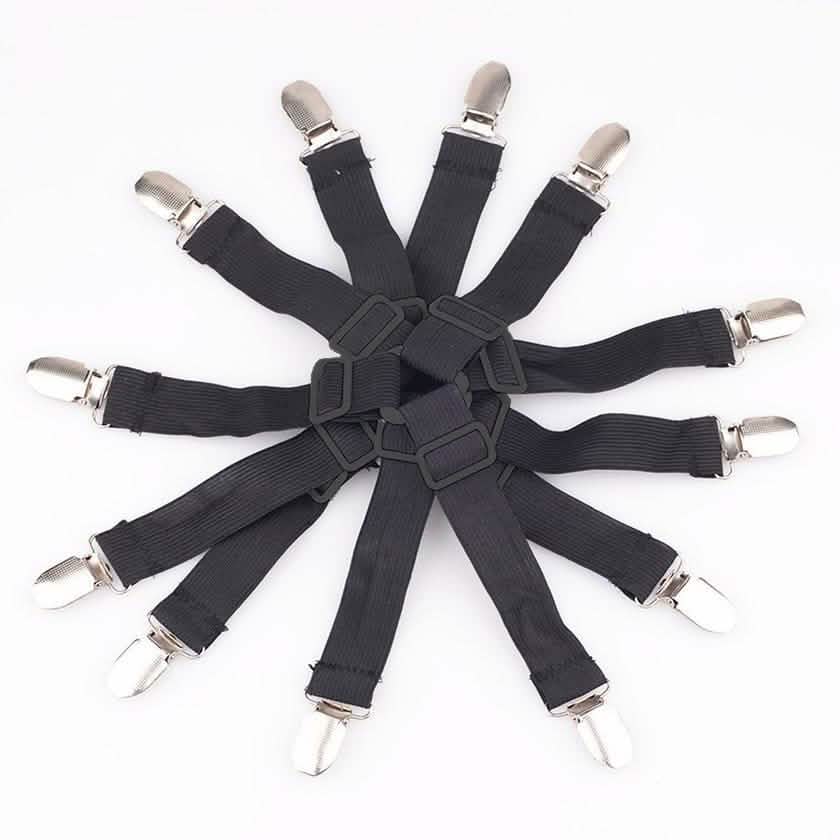 4-Piece: Triangle Bed Sheet Holder Fastener Grippers Clips Suspender Strap