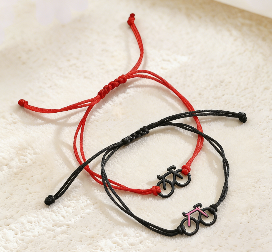 Handmade Braided Adjustable Bracelet with Bike Charm