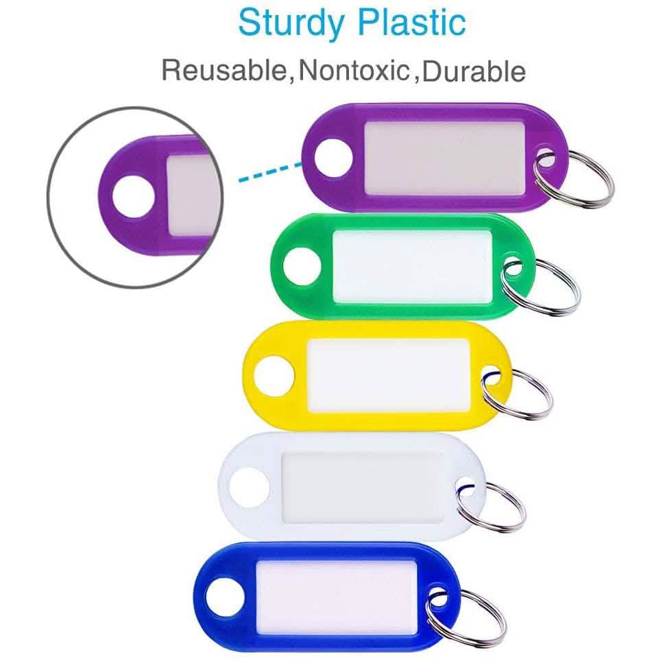 40-Pack: Uniclife Tough Plastic Key Tags with Split Ring Label Window