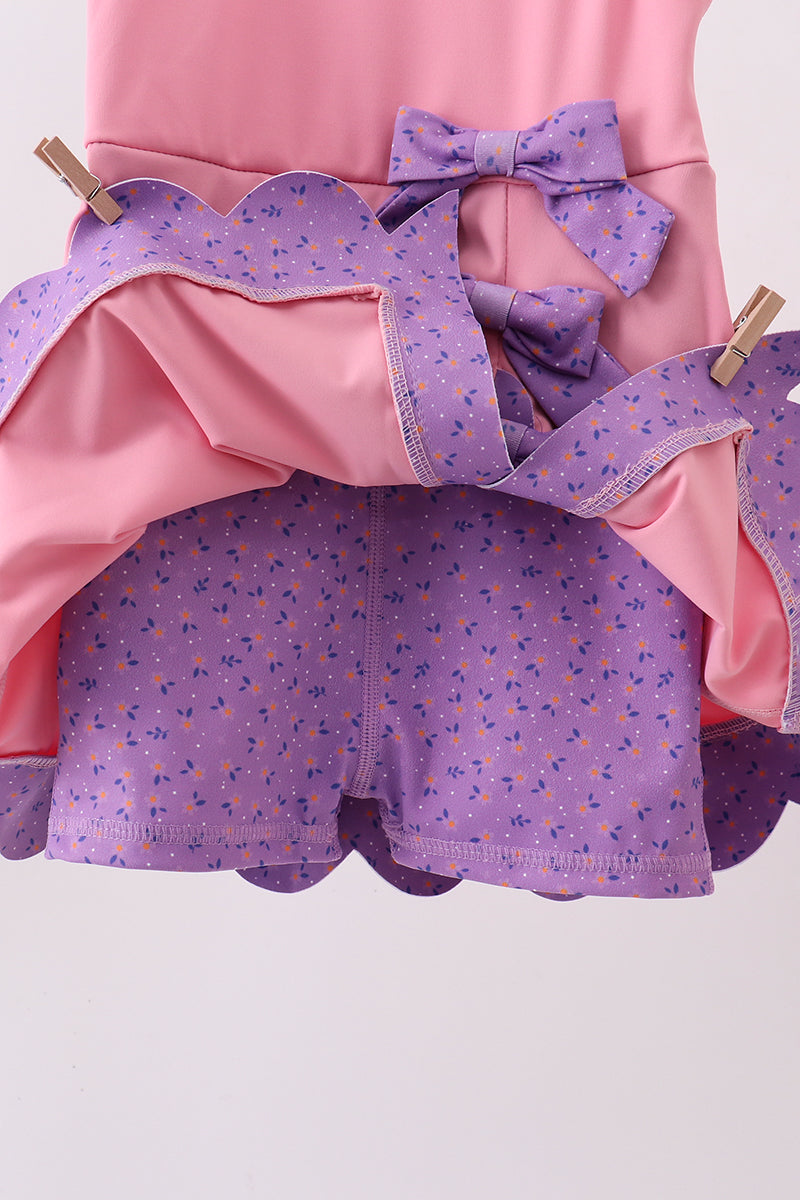 Pink scalloped bow active dress