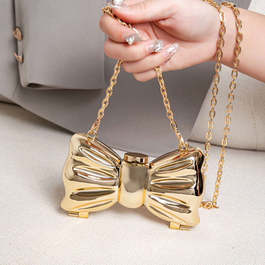 Metallic Mini Lipstick Bag, Girl Chain Butterfly Dinner Purse, Evening Purse, Evening Bags for Women Formal