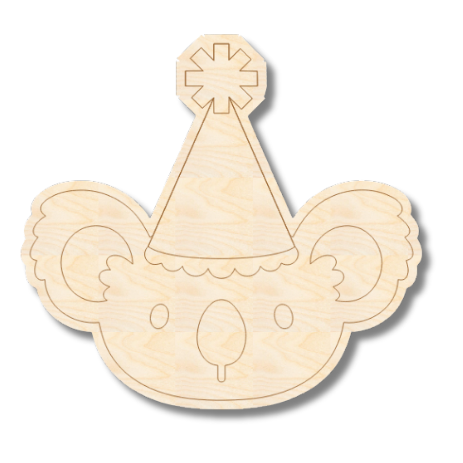 Unfinished Wood Etched Birthday Koala Shape | Paint By Line Crafts | up to 30" DIY