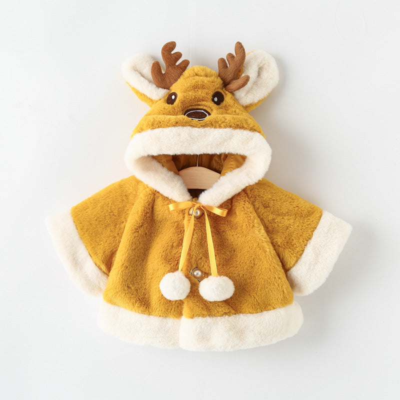 Winter New Thickened Fleece Girls' Cape