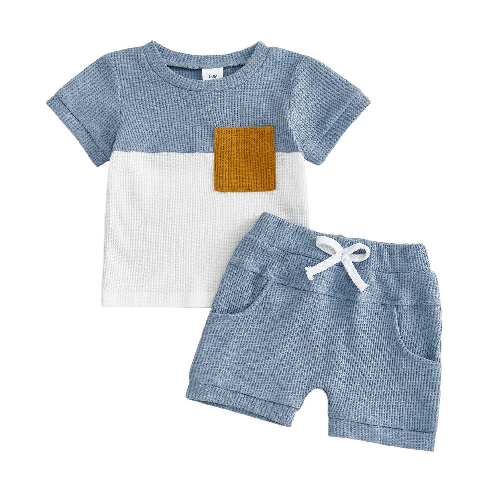Summer BabyToddler Top Solid-Colored Shorts Two-Piece Set