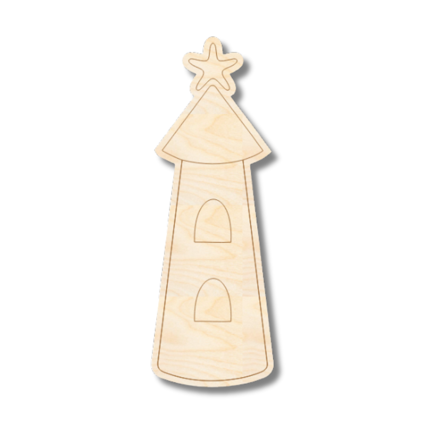 Unfinished Wood Etched Castle Tower Shape | Paint By Line Crafts | up to 30" DIY