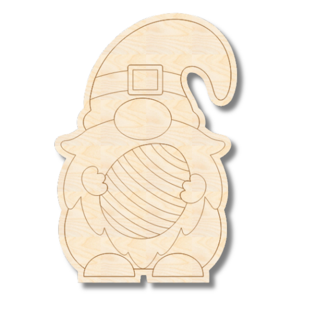 Unfinished Wood Etched Easter Egg Gnome Shape | Paint By Line Crafts | up to 30" DIY