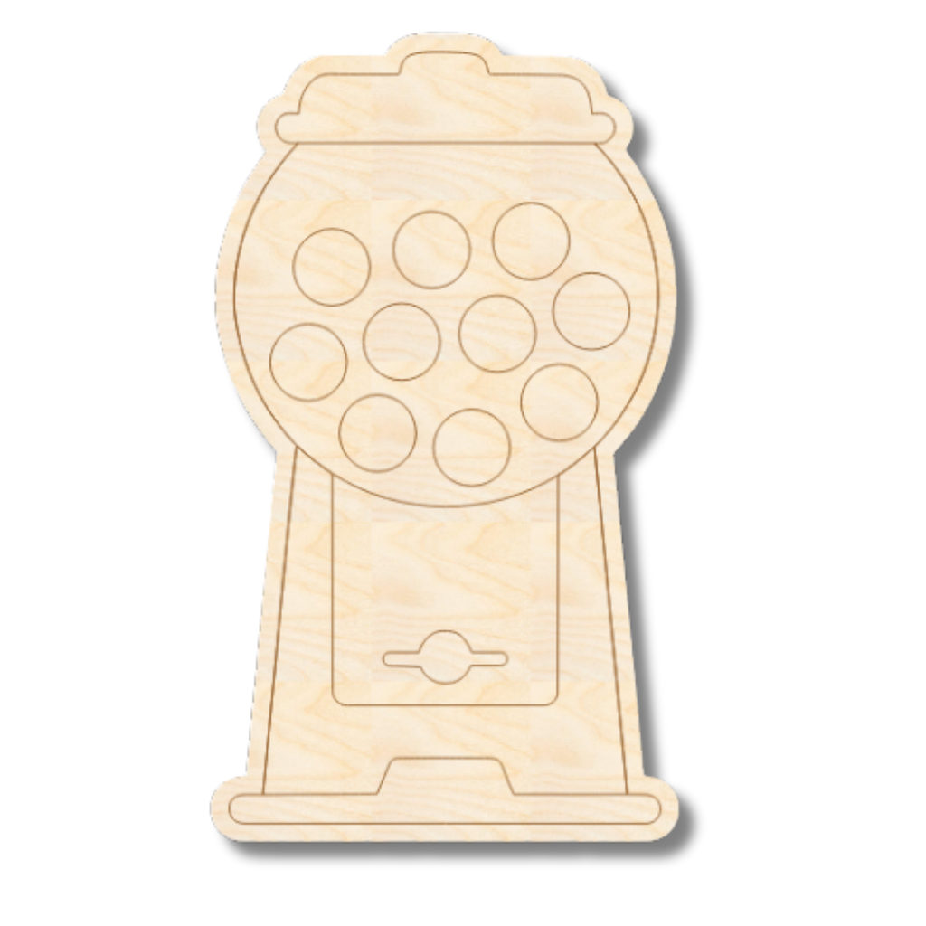 Unfinished Wood Etched Gumball Machine Shape | Paint By Line Crafts | up to 30" DIY