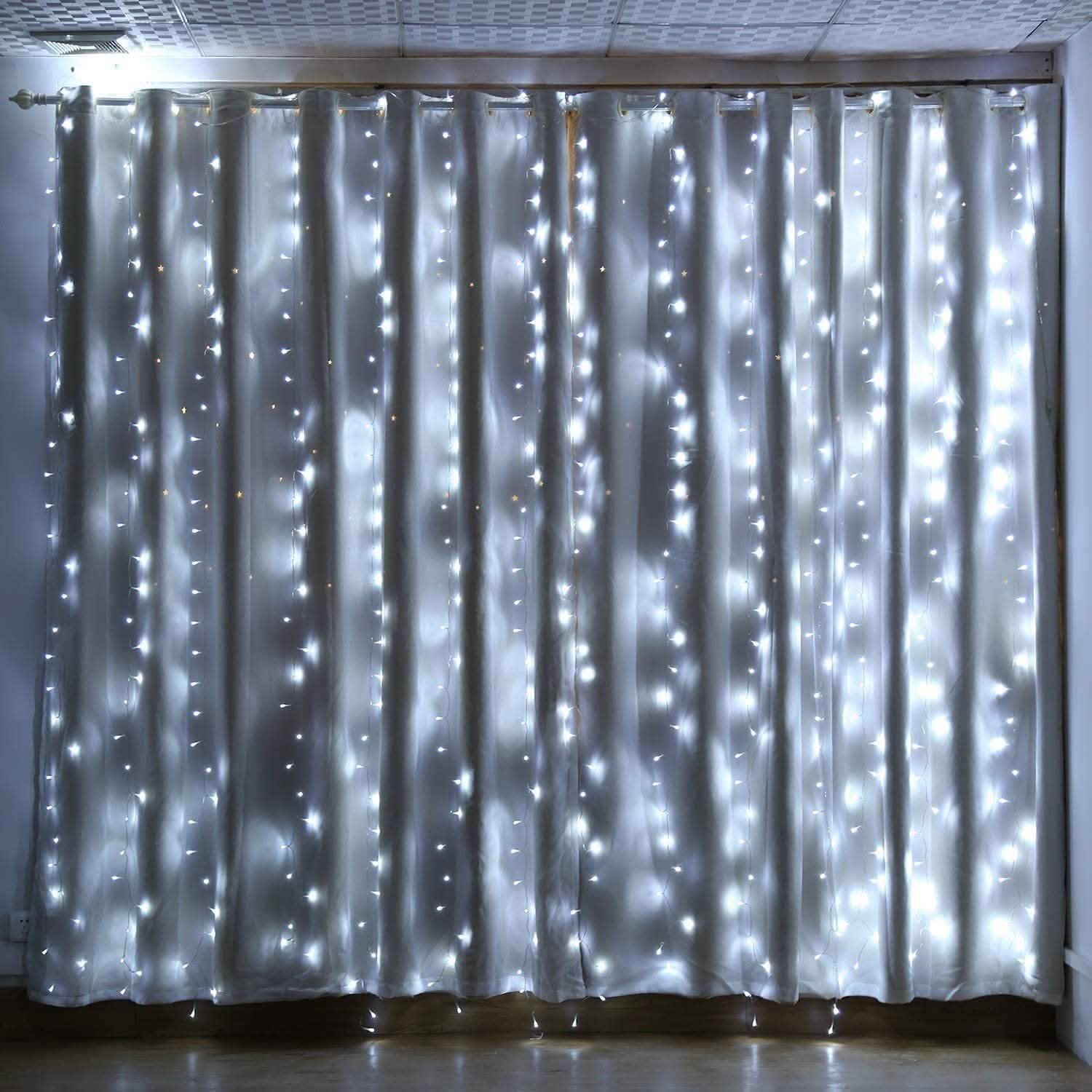 448 LED 6.6 x 19.6 Ft. LED Curtain Lights with 8 Light Modes and Memory Function