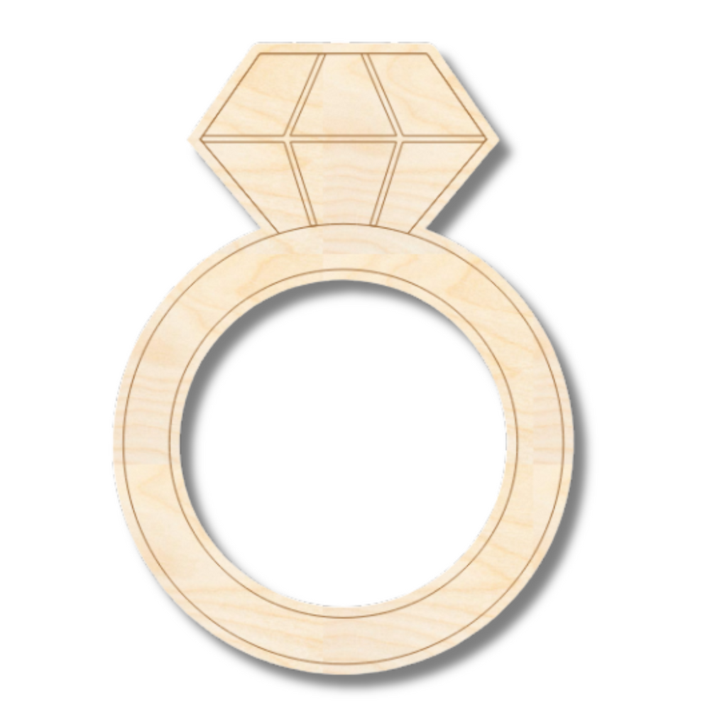 Unfinished Wood Etched Wedding Ring Shape | Paint By Line Crafts | up to 30" DIY