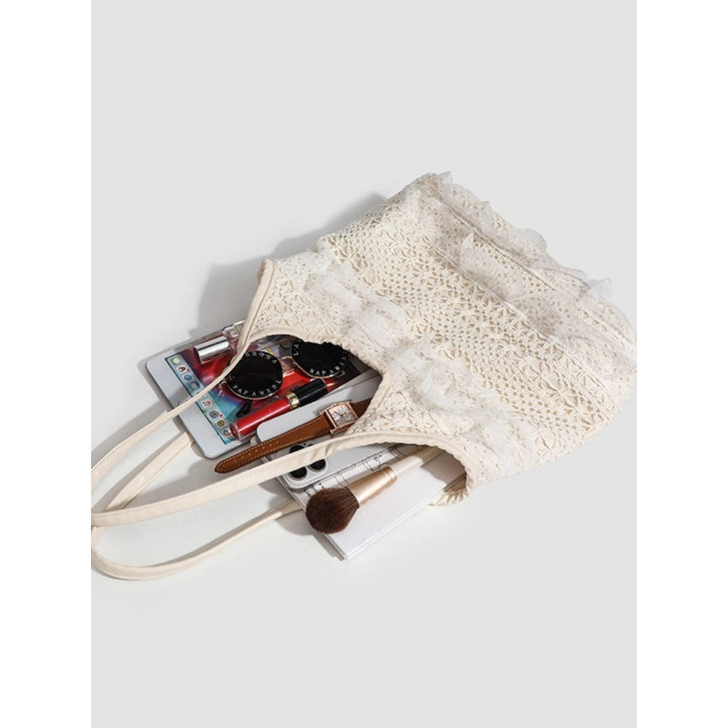 Summer woven bag casual vacation large capacity shoulder bag lace mesh shoulder bag beach bag summer purse hobo