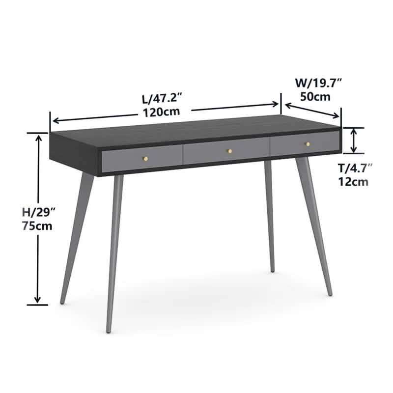 47" Home Office Desk with 3 Drawers