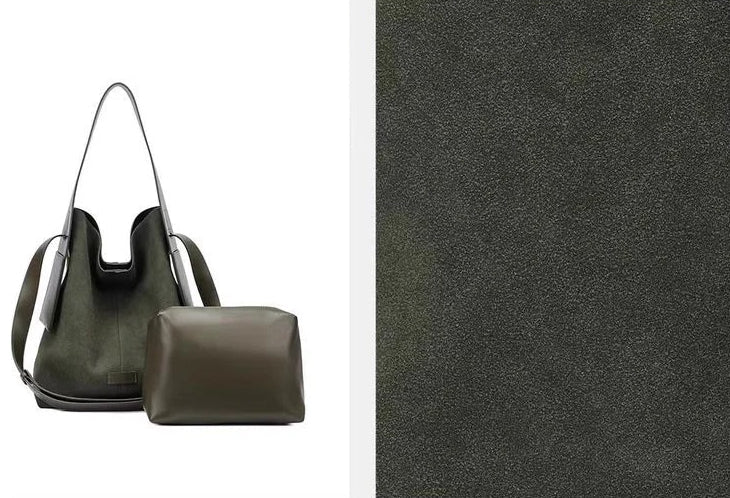 Suede large capacity commuter slouch purse, solid color shoulder bag, casual hobo bag