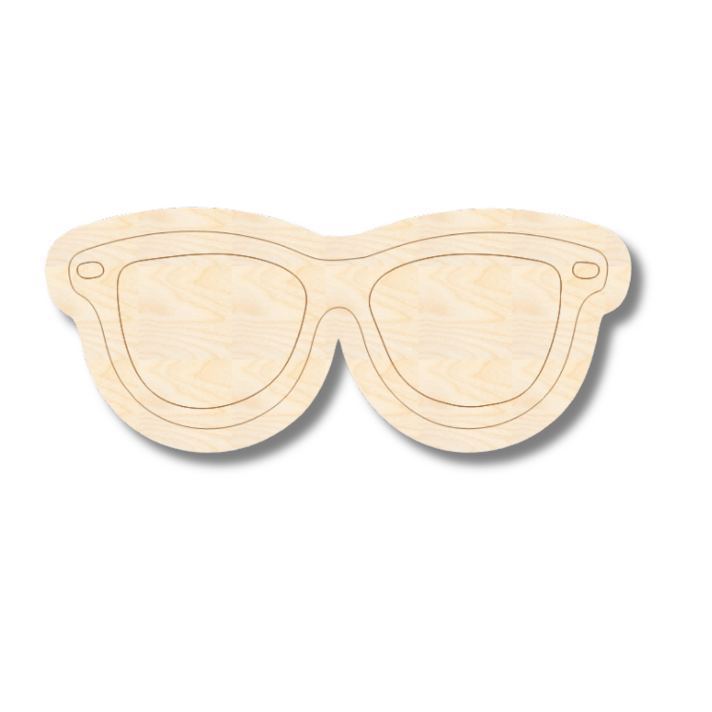 Unfinished Wood Etched Sunglasses Shape | Paint By Line Crafts | up to 30" DIY