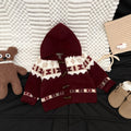 Retro Red Thickened Hooded Knitted Cardigan