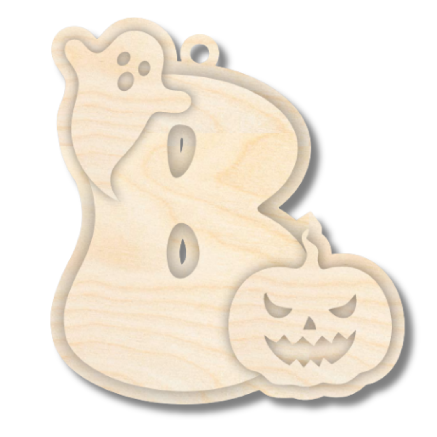 Unfinished Wood Layered Letter Halloween Ghost & Pumpkin Tags | A-Z | 4 Piece | 6" Tall | 1/8" Wood | Wood Craft DIY